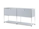 USM Haller Sideboard L with 2 Drop-down Doors, Lower Tier Structure, USM matte silver