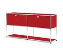USM Haller Sideboard L with 2 Drop-down Doors, Lower Tier Structure, USM ruby red
