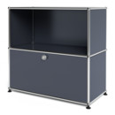 USM Haller Sideboard M, Customisable, Anthracite RAL 7016, Open, With drop-down door