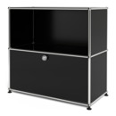 USM Haller Sideboard M, Customisable, Graphite black RAL 9011, Open, With drop-down door