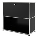 USM Haller Sideboard M, Customisable, Graphite black RAL 9011, With drop-down door, Open