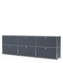 USM Haller Sideboard XL, Customisable, Anthracite RAL 7016, With 3 drop-down doors, With 3 drop-down doors