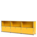 USM Haller Sideboard XL, Customisable, Golden yellow RAL 1004, Open, With 3 drop-down doors