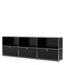 USM Haller Sideboard XL, Customisable, Graphite black RAL 9011, Open, With 3 drop-down doors