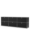 USM Haller Sideboard XL, Customisable, Graphite black RAL 9011, With 3 drop-down doors, With 3 drop-down doors