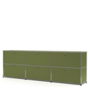 USM Haller Sideboard XL, Edition Olive Green, Customisable, With 3 drop-down doors, With 3 drop-down doors