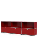 USM Haller Sideboard XL, Customisable, USM ruby red, Open, With 3 drop-down doors