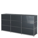 USM Haller Counter Type 1, Anthracite RAL 7016, 225 cm (3 elements), 50 cm