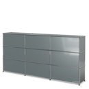 USM Haller Counter Type 1, Mid grey RAL 7005, 225 cm (3 elements), 35 cm