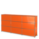 USM Haller Counter Type 1, Pure orange RAL 2004, 225 cm (3 elements), 35 cm