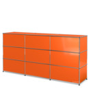 USM Haller Counter Type 1, Pure orange RAL 2004, 225 cm (3 elements), 50 cm