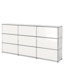 USM Haller Counter Type 1, Pure white RAL 9010, 225 cm (3 elements), 35 cm