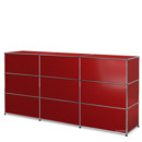 USM Haller Counter Type 1, USM ruby red, 225 cm (3 elements), 50 cm