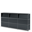 USM Haller Counter Type 2 (with Angled Shelves), Anthracite RAL 7016, 225 cm (3 elements), 35 cm