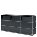 USM Haller Counter Type 2 (with Angled Shelves), Anthracite RAL 7016, 225 cm (3 elements), 50 cm