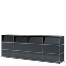 USM Haller Counter Type 2 (with Angled Shelves), Anthracite RAL 7016, 300 cm (4 elements), 50 cm