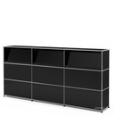 USM Haller Counter Type 2 (with Angled Shelves), Graphite black RAL 9011, 225 cm (3 elements), 35 cm