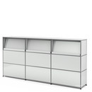 USM Haller Counter Type 2 (with Angled Shelves), Light grey RAL 7035, 225 cm (3 elements), 35 cm