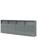 USM Haller Counter Type 2 (with Angled Shelves), Mid grey RAL 7005, 300 cm (4 elements), 35 cm