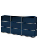 USM Haller Counter Type 2 (with Angled Shelves), Steel blue RAL 5011, 225 cm (3 elements), 35 cm
