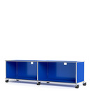 USM Haller TV-/Hi-Fi-Lowboard, Customisable, Gentian blue RAL 5010, With 2 extension doors, With cable entry hole top centre