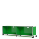 USM Haller TV-/Hi-Fi-Lowboard, Customisable, USM green, Open, With cable entry hole top centre