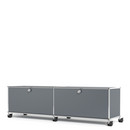 USM Haller TV-/Hi-Fi-Lowboard, Customisable, Mid grey RAL 7005, With 2 drop-down doors, Without cable entry hole
