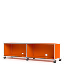 USM Haller TV-/Hi-Fi-Lowboard, Customisable, Pure orange RAL 2004, Open, With cable entry hole bottom centre