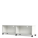 USM Haller TV-/Hi-Fi-Lowboard, Customisable, Pure white RAL 9010, With 2 drop-down doors, With cable entry hole top centre