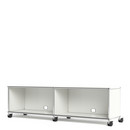 USM Haller TV-/Hi-Fi-Lowboard, Customisable, Pure white RAL 9010, With 2 drop-down doors, With cable entry hole bottom centre