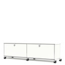 USM Haller TV-/HiFi-Lowboard, Customisable, Pure white RAL 9010, With 2 drop-down doors, Without cable entry hole