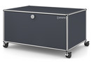 USM Haller TV Lowboard with Castors, With drop-down door and rear panel, Anthracite RAL 7016