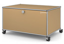 USM Haller TV Lowboard with Castors, With drop-down door and rear panel, USM beige