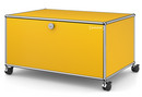 USM Haller TV Lowboard with Castors, With drop-down door and rear panel, Golden yellow RAL 1004