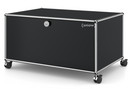 USM Haller TV Lowboard with Castors, With drop-down door and rear panel, Graphite black RAL 9011