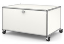 USM Haller TV Lowboard with Castors, With drop-down door and rear panel, Pure white RAL 9010