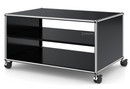 USM Haller TV Lowboard with Castors, Without drop-down door, without rear panel, Graphite black RAL 9011