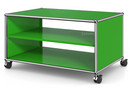 USM Haller TV Lowboard with Castors, Without drop-down door, without rear panel, USM green