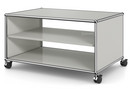 USM Haller TV Lowboard with Castors, Without drop-down door, without rear panel, Light grey RAL 7035
