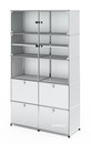 USM Haller Vitrine, H 179 x W 103 x D 38 cm, USM matte silver, No locks