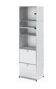 USM Haller Vitrine, H 179 x W 53 x D 38 cm, USM matte silver, All compartments with a lock