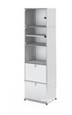 USM Haller Vitrine, H 179 x W 53 x D 38 cm, USM matte silver, No locks