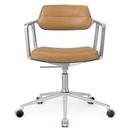 Swivel+ Chair, Polished, Wheeled based, Leather camel