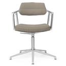 Swivel+ Chair, Polished, Fixed base, wool linen mix dark sand