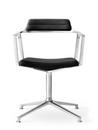 Swivel Chair, Black leather, Polished
