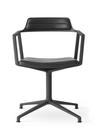 Swivel Chair, Black leather, Black powder coated