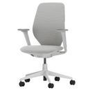 ACX Soft, With forward tilt, with seat depth adjustment, 3D-armrests F, Soft grey, Seat Grid Knit, stone grey, Soft castor for hard floor surfaces