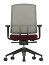AM Chair, Sierra grey, Dark red/nero, With 2D armrests, Five-star base deep black