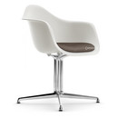 Eames Plastic Armchair RE DAL, White, With seat upholstery, Warm grey / moor brown