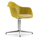 Eames Plastic Armchair RE DAL, Mustard, With seat upholstery, Mustard / ivory